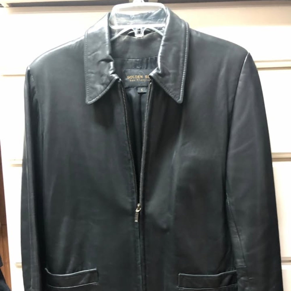 Vintage Nordstroms Golden Bear Ladies Black Leather Jacket